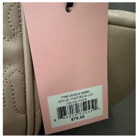Juicy Couture Pink League Hobo Bag faux Leather in Cafe with Guitar strap - Picture 11 of 11